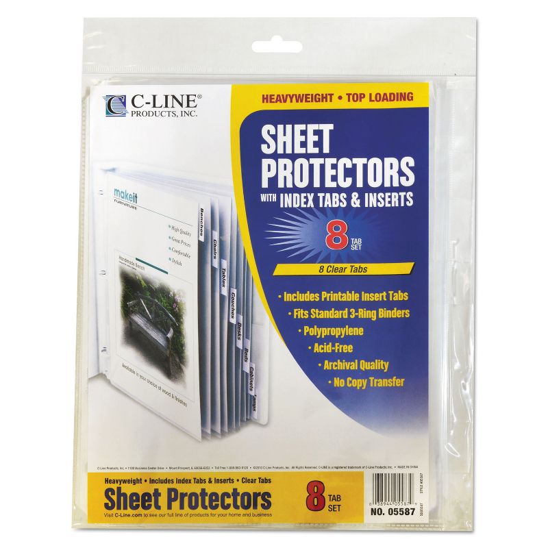 C-Line Sheet Protectors with Index Tabs Clear Tabs 2" 11 x 8 1/2 8/ST 05587, 3 of 5