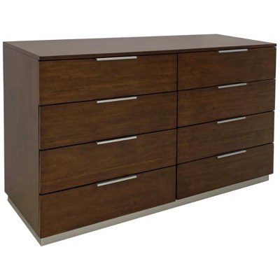 Brylin Chic Rustic 8-Drawer Dark Walnut Dresser with Chrome Accents