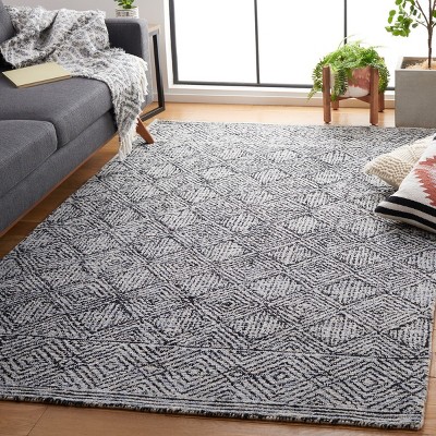 Ebony Silver and Black Hand Tufted Wool Area Rug 4' x 6'