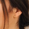 Gold Plated Small Huggie Hoop Earrings with Diamond Flower & CZ, Sterling Silver Hypoallergenic Dangle Jewelry Gift - 3 of 4