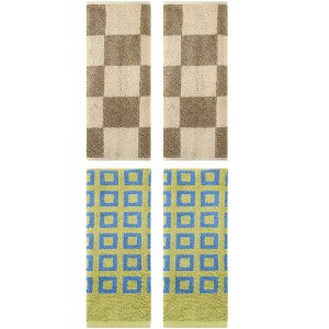 REGALWOVEN 4 Pcs Bathroom Checkered Cotton Face Decorative Hand Towel Set - 1 of 4