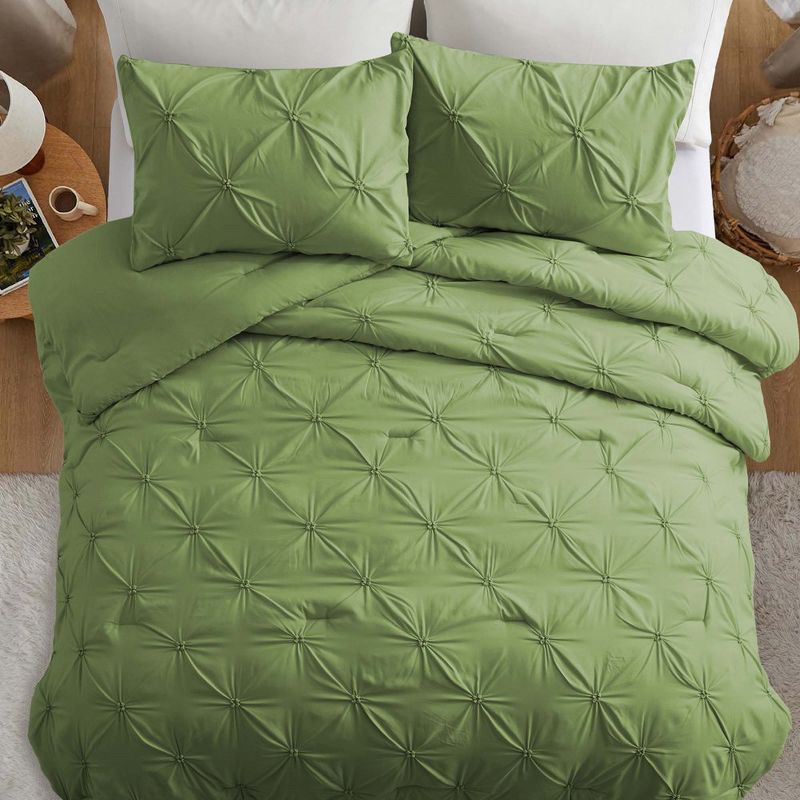 Peace Nest Pintuck Comforter Set, Bedding Set for All Season, Comforter and Pillowcases Set, Green, 2 of 7