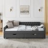 Sapphtopaz Upholstered Daybed with Drawers Bed Frame Waved Shape Arms Sofa Bed Bedroom Furniture, Easy Assembly, No Box Spring Needed - 4 of 4