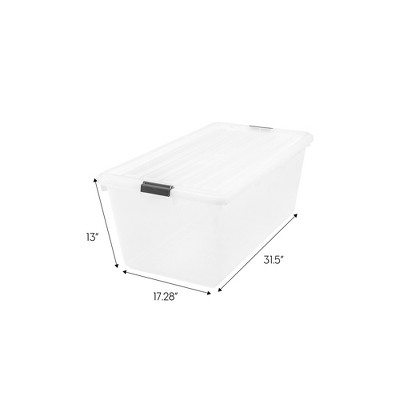 Clear 91 Quart Stackable Plastic Storage Bins with Lids