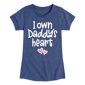Girls' - Instant Message - I Own Daddy's Heart Fitted Short Sleeve Graphic T-Shirt - 1 of 4