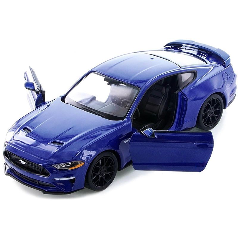 2018 Ford Mustang GT 5.0 Blue with Black Wheels 1/24 Diecast Model Car by Motormax, 2 of 4