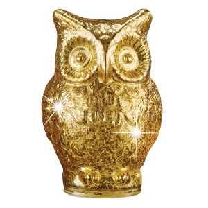Collections Etc LED Lighted Golden Owl Decorative Glass Statue 4.75 X 4.25 X 7.5 - 1 of 2