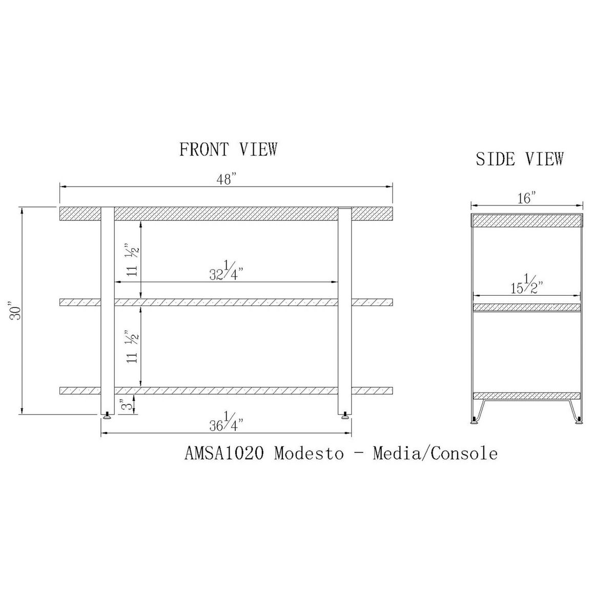 Modesto Wide TV Stand: Rustic Media Console with Fixed Shelves - Alaterre Furniture - thumbnail 6