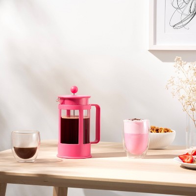 Bodum Kenya 8 Cup 34oz French Press Coffee Maker Pink: Manual Coffee Pot, BPA-Free, Dishwasher-Safe, Reusable Filter