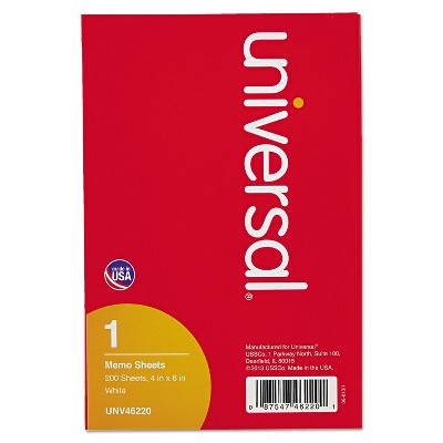 UNIVERSAL Loose Memo Sheets 4 x6 White 200 Sheets/Pack 46220