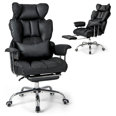 Costway Office Desk Chair Big and Tall Executive Office Chair with Footrest Lumbar Support Black/Grey/White - image 1 of 4