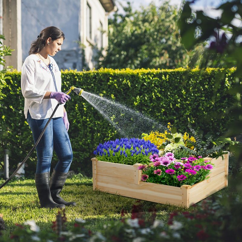 Costway 3-Tier Outdoor Raised Garden Bed Vegetable Planter Box for Patio Lawn Backyard, 4 of 11