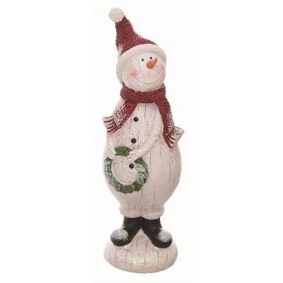 Transpac Resin Brown Christmas Large Playful Snowman Figurine : Target