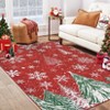 Christmas Area Rugs, Washable Non-Slip Snowflakes Snowscape Carpet, Soft Low Pile Foldable Stain Resistant for Bedroom, Home - 4 of 4