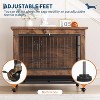 Rustic Brown Dog Crate Furniture with Wheels, Dual Doors & Top-Opening Access – Mobile, Secure & Space-Saving - 4 of 4