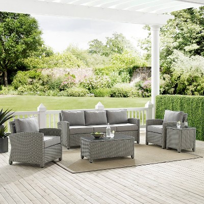 Bradenton 5pc Outdoor Wicker Sofa Conversation Set - Gray - Crosley