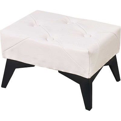 KTMBDW Small Footstool Ottoman, Leather Soft Footrest Ottoman with Iron Legs, Sofa Footrest Extra Seating for Living Room Entryway Bedroom