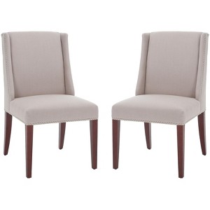 Lauren Side Chair With Nail Head Trim (Set of 2) - MCR4535 - Taupe - Safavieh Couture - 1 of 4
