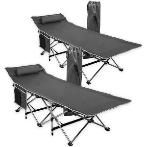 ZoneTech Foldable Outdoor Gray Camping Cot for Travel Portable Heavy Duty for Kids and Adults with Large Pocket and Carrying Bag Vacation Sleeping Bed - 1 of 4
