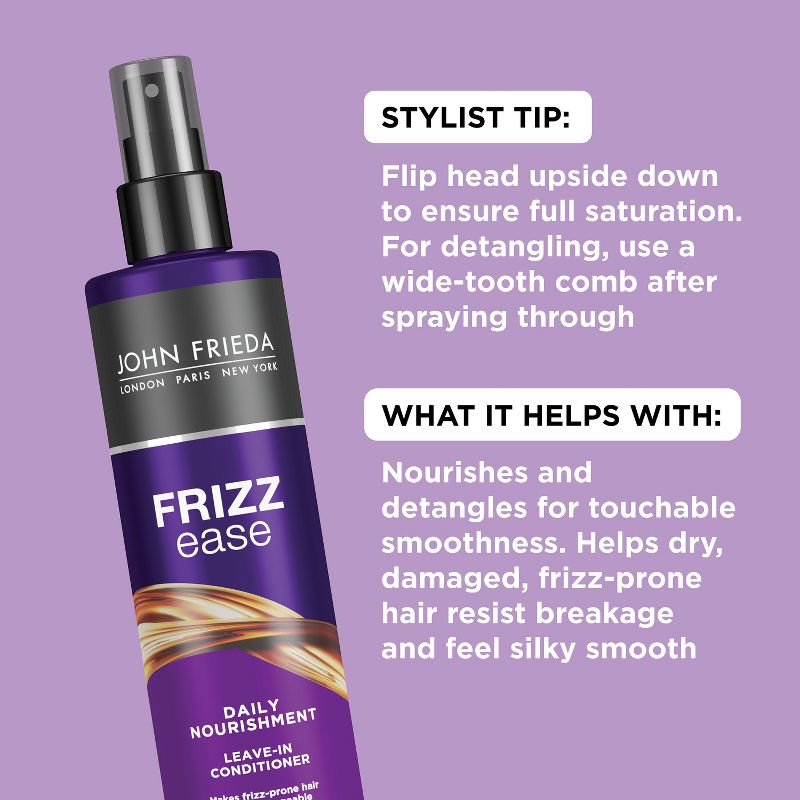 John Frieda Frizz Ease Daily Nourishment Leave-In Conditioner Spray for Frizz-Prone Hair - 8 fl oz, 5 of 15