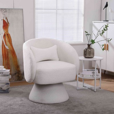 Xiyuyeu Faux Fur Fabric Swivel Accent Chair With Barrel-curved Backrest ...