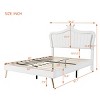 PU Upholstered Princess Bed with Crown Headboard and LED Lights, Adjustable Height Platform Bed for Kids Bedroom-Baofuwish - 4 of 4