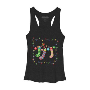 Women's Design By Humans Christmas Stocking with Christmas Lights By realdealclipart Racerback Tank Top - 1 of 3