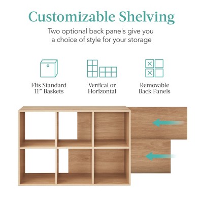 Light Oak 6-Cube Storage Organizer with Laminated Finish