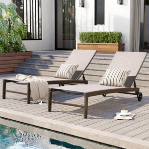 Crestlive Products Outdoor Wheel Adjustable Chaise 5 Reclinig Position Aluminum Sun Lounger - 1 of 4