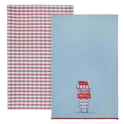 Dish Towels Retro & Striped White/Blue/Red - Bullseye's Playground™