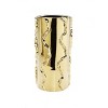 HomeRoots 12" Gold Cylinder Ceramic Table Vase With Sculptural Details - 4 of 4