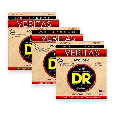 DR Strings Veritas - Perfect Pitch with Dragon Core Technology Light Acoustic Strings (13-56) 3-PACK