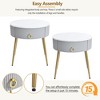 NicBex Coffee Tables for Living Room �19.6" Round Coffee Table Set of 2 Modern Fluted 2 Side Table Set with Drawers and Golden Legs, White+Gold - 3 of 4