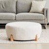 TUYOHW 32'' Round Boucle Ottoman,Modern Footstool Accent Stool with Rubber Wood Legs,Ottoman for Living Room,Bedroom,Entryway - 3 of 4