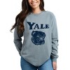Yale Bulldog Distressed - Women's Garment Dyed Long Sleeve Graphic T-Shirt - 3 of 4