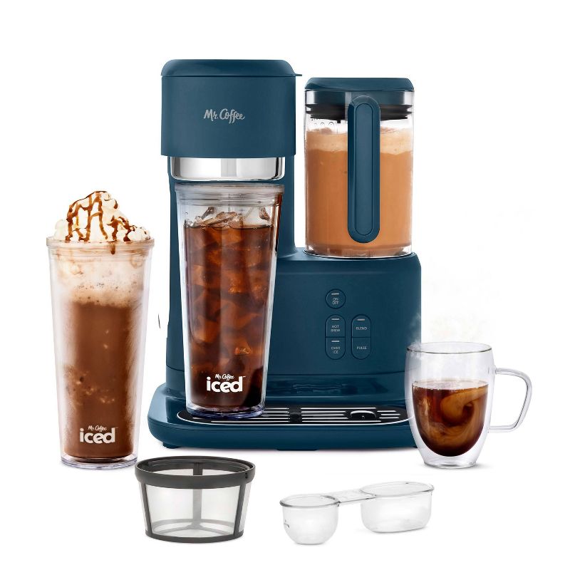 Mr. Coffee Frappe Single-Serve Iced and Hot Coffee Maker/Blender with 2 Reusable Tumblers and Coffee Filter, 1 of 11