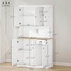 71" Buffet with Hutch, Modern Farmhouse Kitchen Pantry Storage Cabinet with Microwave Oven Countertop, Drawer, and Cupboard - 3 of 4
