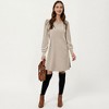 Anna-Kaci Women's Ribbed Knit Long Sleeve Dress with Puff Shoulder Detail and Relaxed A-Line Silhouette - 2 of 4