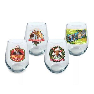 ICUP, Inc. National Lampoon's Christmas Vacation Merry Clarkmas 21oz Stemless Glass 4-Pack - 1 of 4