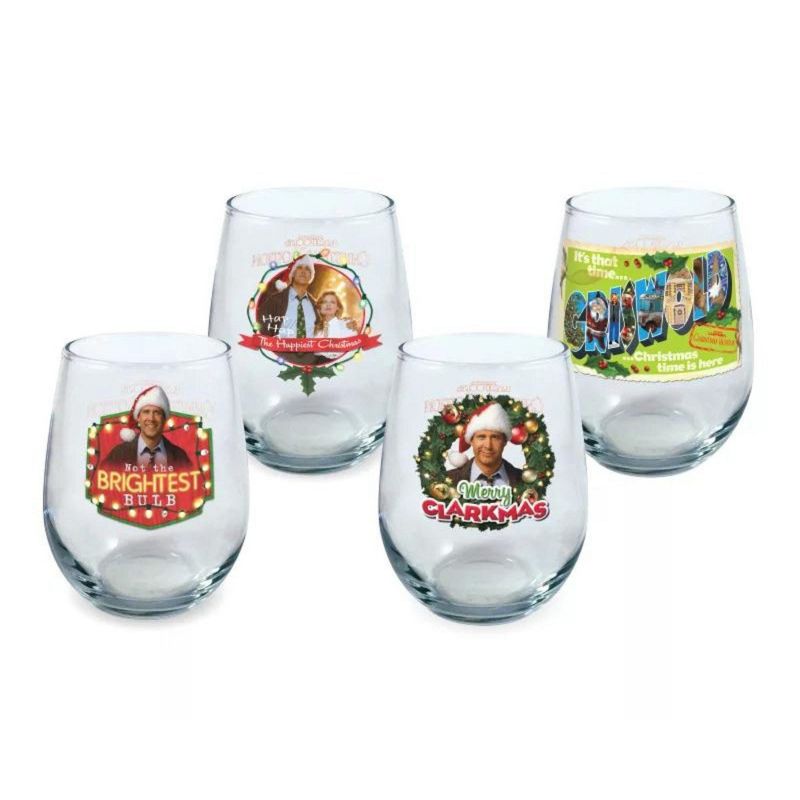 ICUP, Inc. National Lampoon's Christmas Vacation Merry Clarkmas 21oz Stemless Glass 4-Pack, 1 of 7