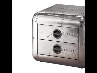 Brancaster 26" Chrome Aluminum and Leather End Table with Storage