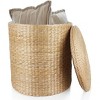 SUGIFT 16" Round Storage Ottoman with Lid - Natural, Handwoven Footstool for Living Room, Bedroom, Bathroom, Home Office - 4 of 4