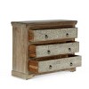 Boho Wood 3 Drawer Dresser with Classic Ring Handles, Compact Storage Cabinet for Small Spaces, Bedroom, or Living Room-The Pop Home - 3 of 4