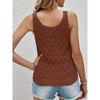 Womens Pointelle Knit U Neck Tank Tops Sleeveless Milanese Knit Sweater Tunic Blouse - 3 of 4