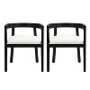 Set of 2 Retro Dining Chairs Arm Chairs with Rubber Wood Legs, Black+Beige - LUMISOL - 4 of 4