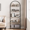 Arched Top Bookshelf 5 Tier Bookcase Grey - 2 of 4
