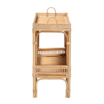 Lombok Natural Brown Rattan Bohemian Hallway Console Table with Storage