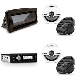 Clarion Marine Boat Audio Upgrade M508 Source Unit, Marine Cover, (2 Pair ) 6.5" Classic Grill Speakers - 1 of 4