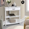FONTOI 33.8'' Triangle End Table, 3-Tier Corner Side Table with Drawer, Sorage Rack for Small Spaces Living Room, White, 20"*34.6"*33.86" - 4 of 4