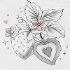 Rerun Island Women's Strawberries Gradient Outline Slice Short Sleeve Graphic Cotton T-Shirt - White S - 2 of 4